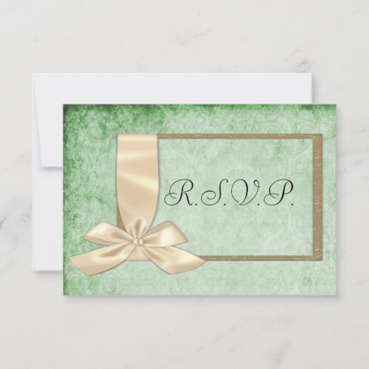 Ruban vintage et mariage vert RSVP (Devant)