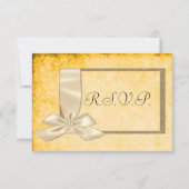 Ruban vintage, or et mariage Brown RSVP (Devant)