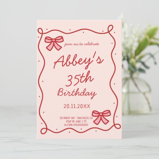 Ruban Whimsical Invitation d'anniversaire (Debout devant)