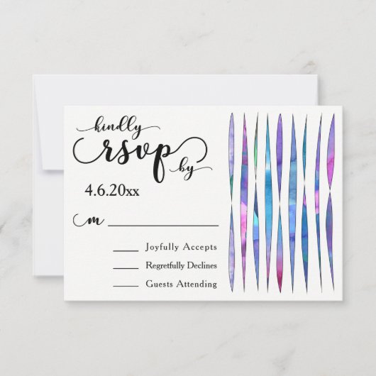 Rubans aquarelles colorés, RSVP de mariage moderne (Devant)