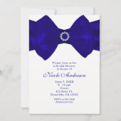 Rubans Bleu Royal & Diamants Invitations Élégantes (Devant)