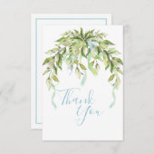 Rubans Bleus Vert Élégant Carte de remerciements (Devant / Derrière)