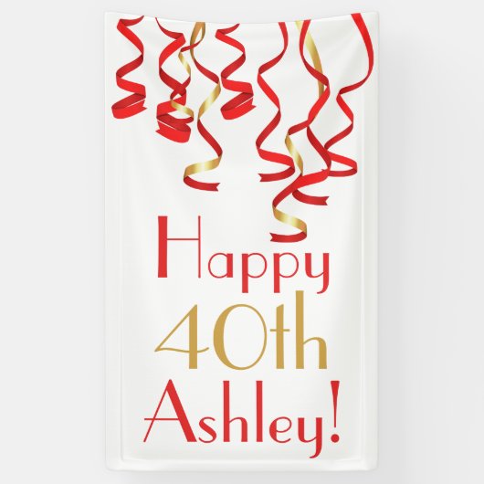 Rubans Curly personnalisés Bannière Anniversaire (Vertical)