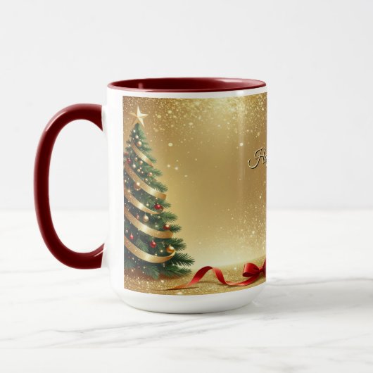 Rubans d'arbre de Noël Mug de vacances (Gauche)