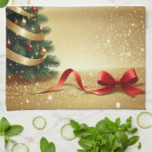 Rubans d'arbre de Noël Serviette de cuisine de vac (Plié)