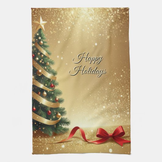 Rubans d'arbre de Noël Serviette de cuisine de vac (Vertical)