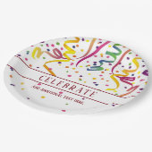 Rubans et Confettis Assiette en Papier (Angle)