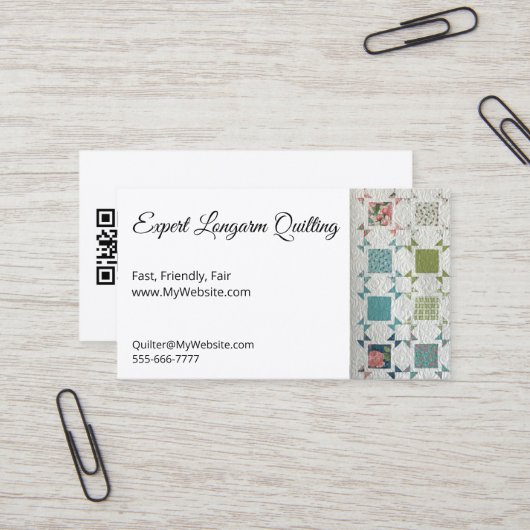 Rubans et courtepointe Rose Cartes à Biz entièreme (Devant/Arrière en situation)