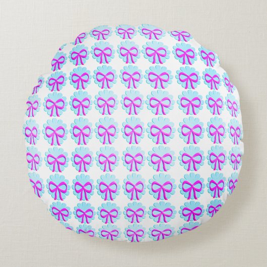 Rubans et fleurs Coussin rond, grand 16" (Devant)