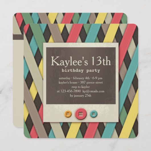 Rubans et invitation de boutons (Devant / Derrière)