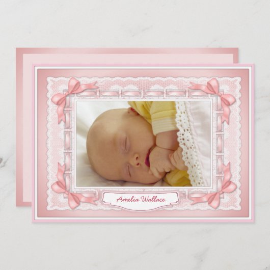 Rubans et Modèle de dentelle - Rose (Devant / Derrière)