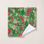 Rubans Feuille Poinsettia Fir Noël Floral | (Gant de toilette)