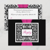 Rubans imprimés damassés noir, blanc et rose RSVP (Devant / Derrière)