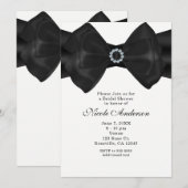 Rubans noirs et diamants Invitations élégantes (Devant / Derrière)