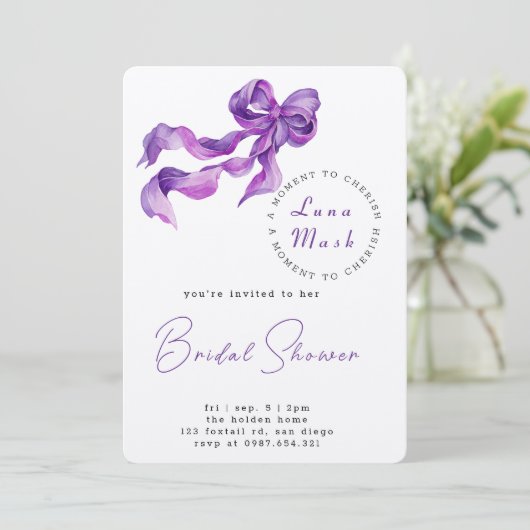 Rubans & Romance Invitation de douche nuptiale (Debout devant)