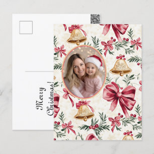 Rubans roses cloches dorées Photo carte postale