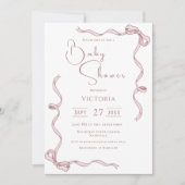 Rubans roses minimaliste Baby shower Invitation (Devant)