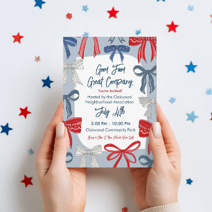 Rubans Rouge Blanc & Bleu Invitation 14 Juillet