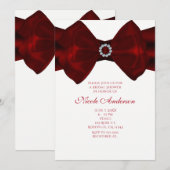 Rubans rouges et diamants Bling Invitations élégan (Devant / Derrière)
