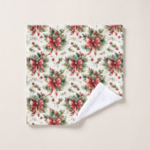 Rubans Rouges et Feuilles de Houx (Gant de toilette)
