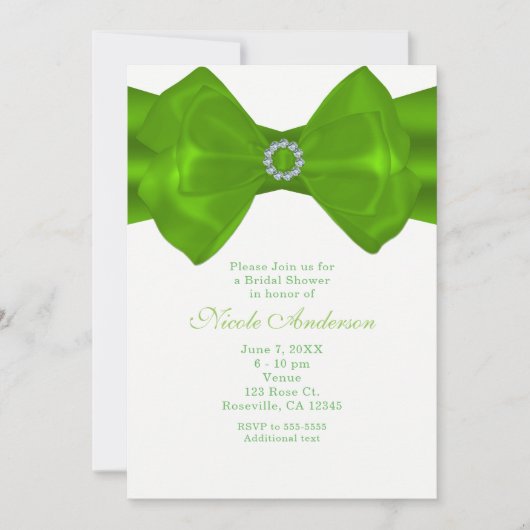 Rubans Vert Citron & Diamants Invitations Élégante (Devant)