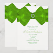 Rubans Vert Citron & Diamants Invitations Élégante (Devant / Derrière)