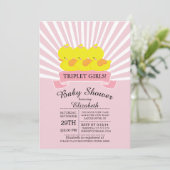 Rubber Canard Triplet Girls Baby Shower Invitation (Debout devant)