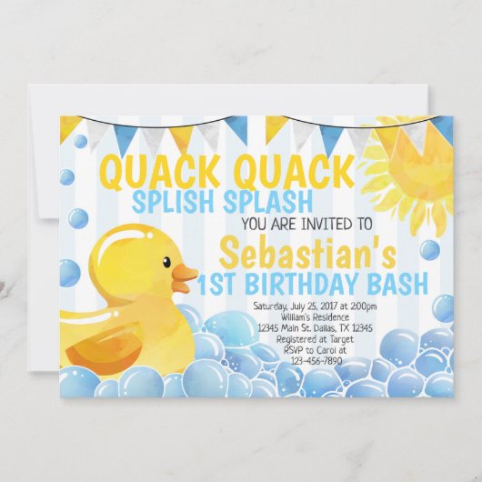 Rubber Duck Anniversaire Fête Invitation Invitatio (Devant)
