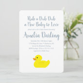 Rubber Duck Baby shower Gingham Check Uitnodiging (Staand voorkant)