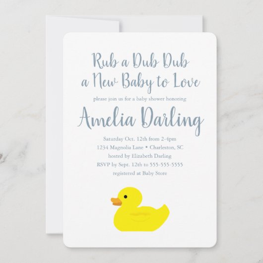 Rubber Duck Baby shower Gingham Check Uitnodiging (Voorkant)