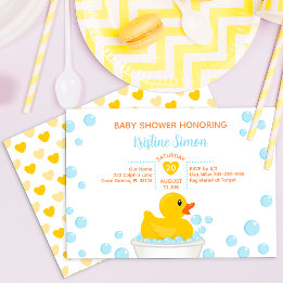 Rubber Duck Baby shower Invitation – Bubble Bath T Kaart