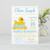 Rubber Duck Baby shower Invitation Kaart (Staand voorkant)