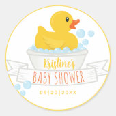 Rubber Duck Baby shower Sticker – Bubble Bath Them (Voorkant)