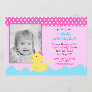 Rubber Duck Birthday Invitations Kaart