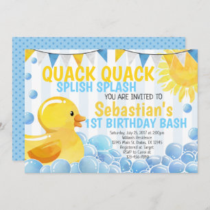 Rubber Duck Birthday Party Invitation Invite Kaart