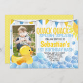 Rubber Duck Birthday Party Invitation Invite Kaart (Voorkant / Achterkant)