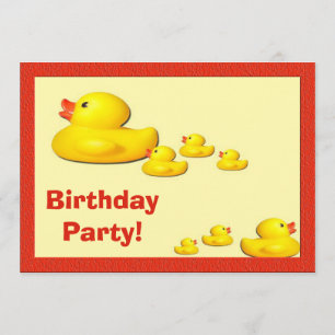 Rubber Duck Birthday Party Invitation Kaart