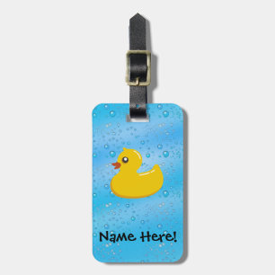 Rubber Duck Blue Bubbles Personalized Kids Bagagelabel
