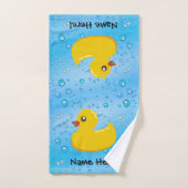Rubber Duck Blue Bubbles Personalized Kids Handdoek (Handdoek)