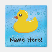 Rubber Duck Blue Bubbles Personalized Kids Magneet (Voorkant)