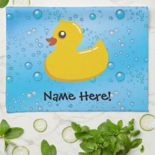 Rubber Duck Blue Bubbles Personalized Kids Theedoek