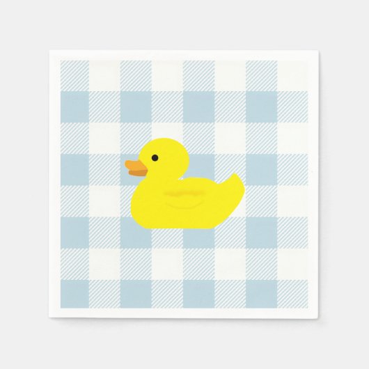 Rubber Duck Blue Gingham patroon Servet (Voorkant)