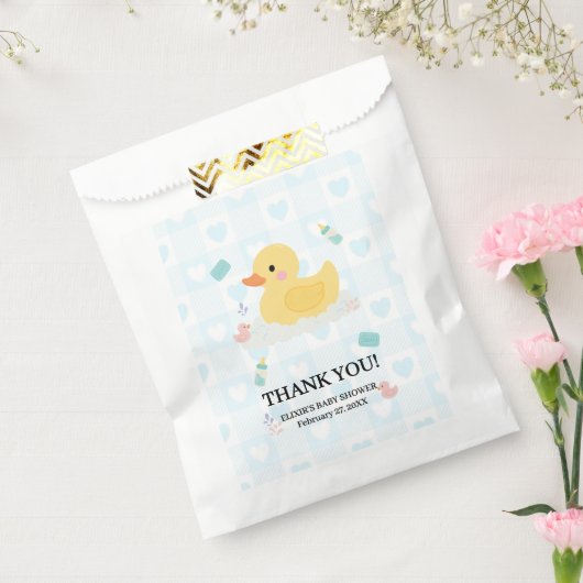 Rubber Duck Blue Hearts Baby shower Bedankzakje (Gezegeld)