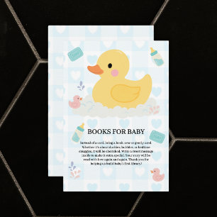 Rubber Duck Blue Hearts Baby shower Informatiekaartje