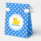 Rubber Duck Blue Polka Dot Baby shower Favor Box Bedankdoosjes (Achterkant)
