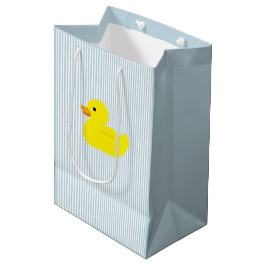 Rubber Duck Blue Stripe Medium Cadeauzakje (Voorkant Gekanteld)