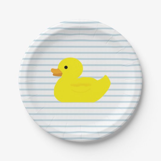 Rubber Duck Blue Stripe Papieren Bordje (Voorkant)
