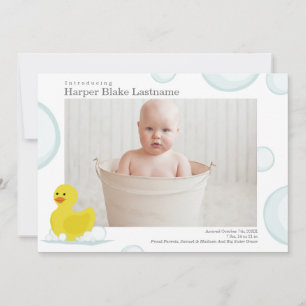 Rubber Duck Bubbles Birth Stats Baby Foto Birth Bi Aankondiging