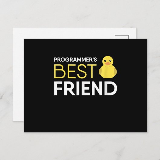 Rubber Duck Debugging Programmers Beste Vriend Aankondigingskaart (Voorkant / Achterkant)