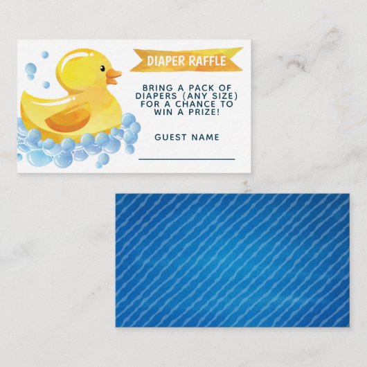 Rubber Duck Diaper Raffle Informatiekaartje (Voorkant / Achterkant)